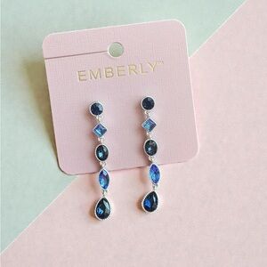 Kohl's Elegant Blue and Silver Drop Earrings